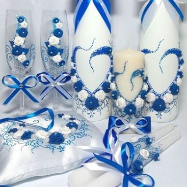 Свадебный набор сине-белое сердечко (1)