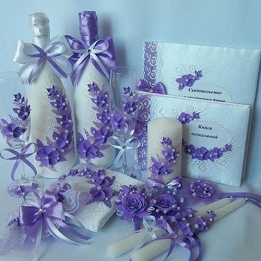 свадебный набор фиолетовый с бисером 2
